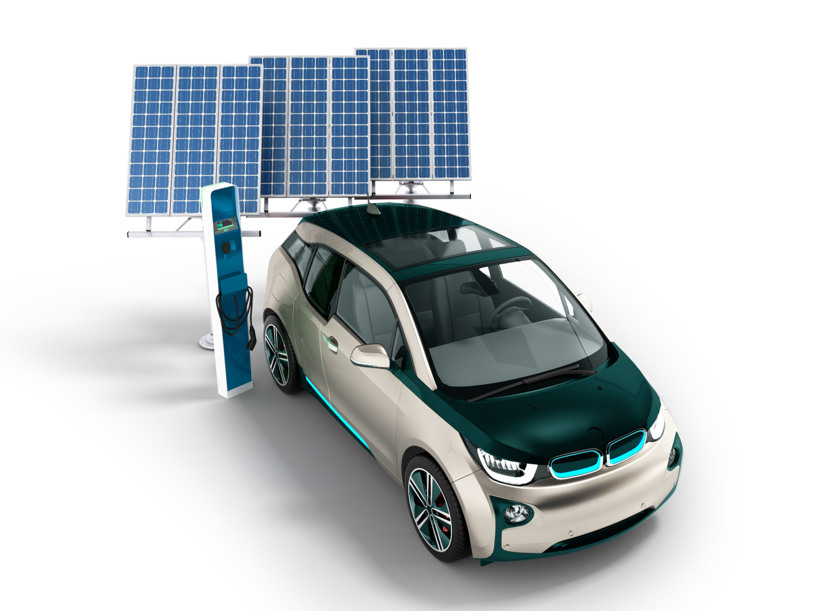 電動車充電站使用再生能源示意圖
